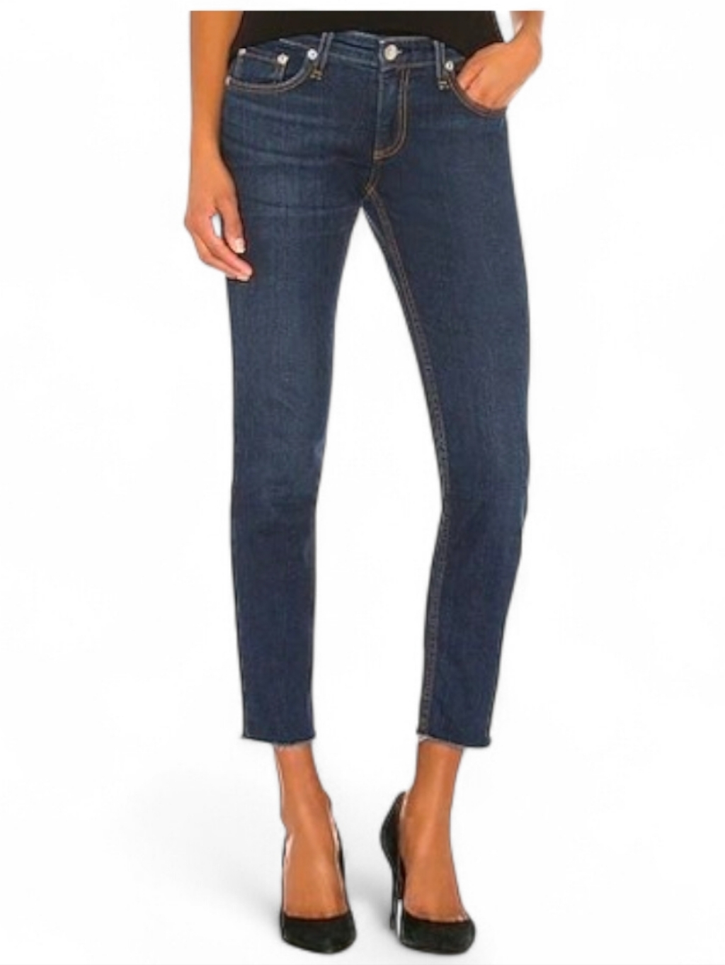 Rag & Bone X Revolve Dre Low-Rise Slim Boyfriend Frayed Hem Crop Jeans - Size 30